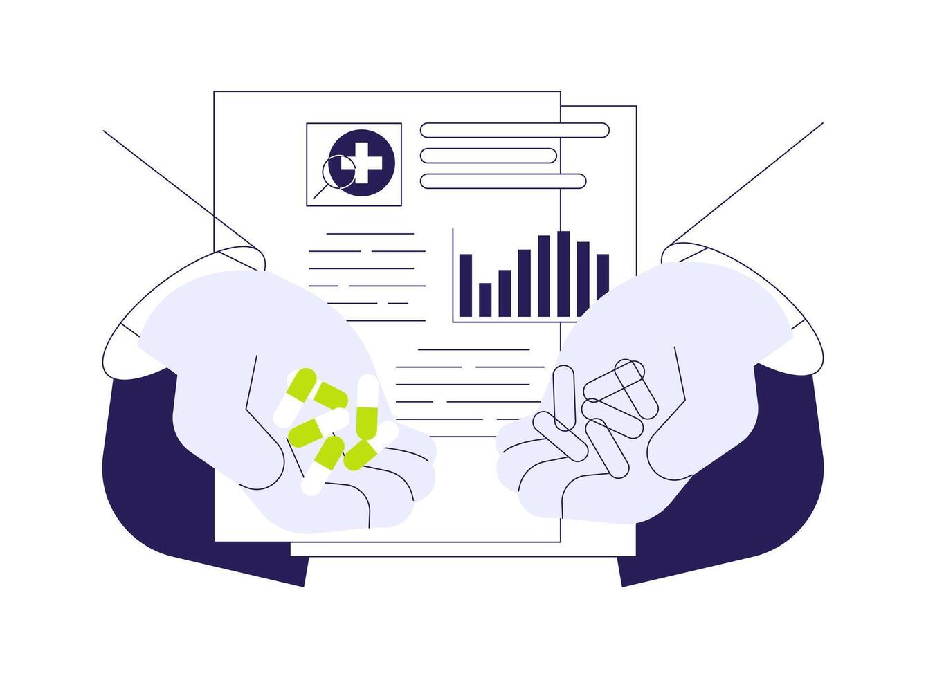 Placebo-controlled trial abstract concept illustration. vector