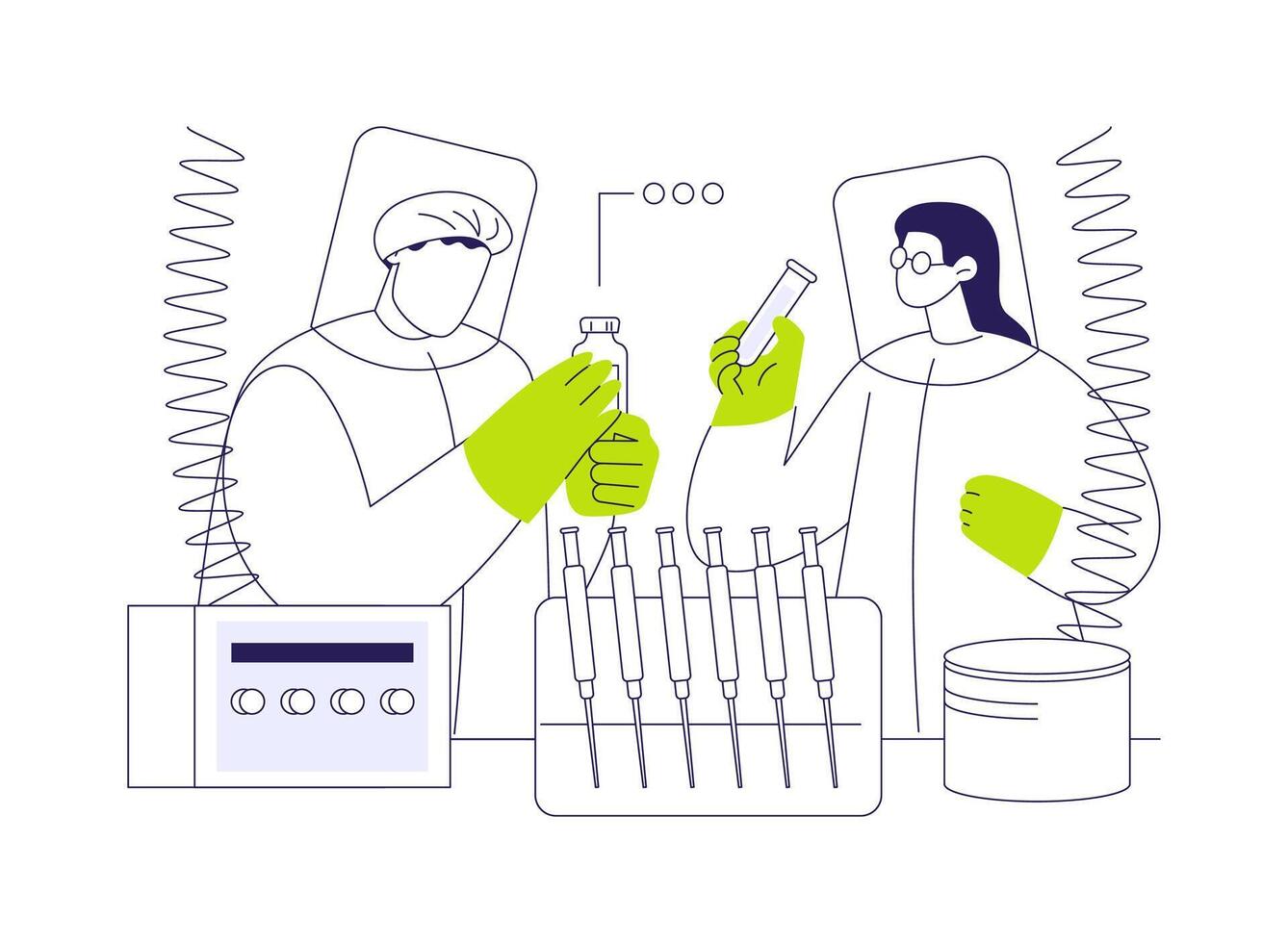 Study viruses in a laboratory abstract concept illustration. vector