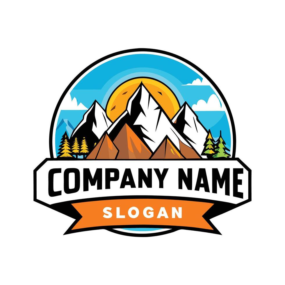 mountain logo design on a white, background vector