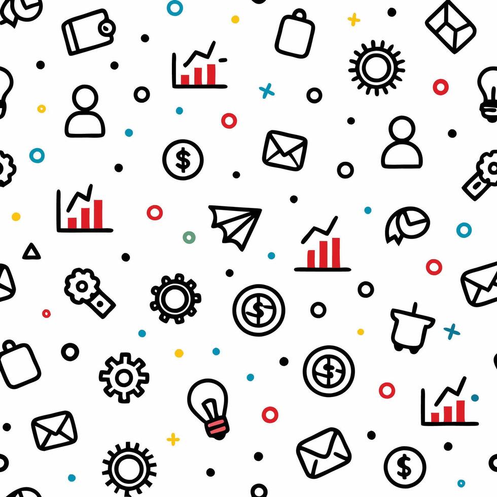 seamless pattern with icons and symbols white, background vector