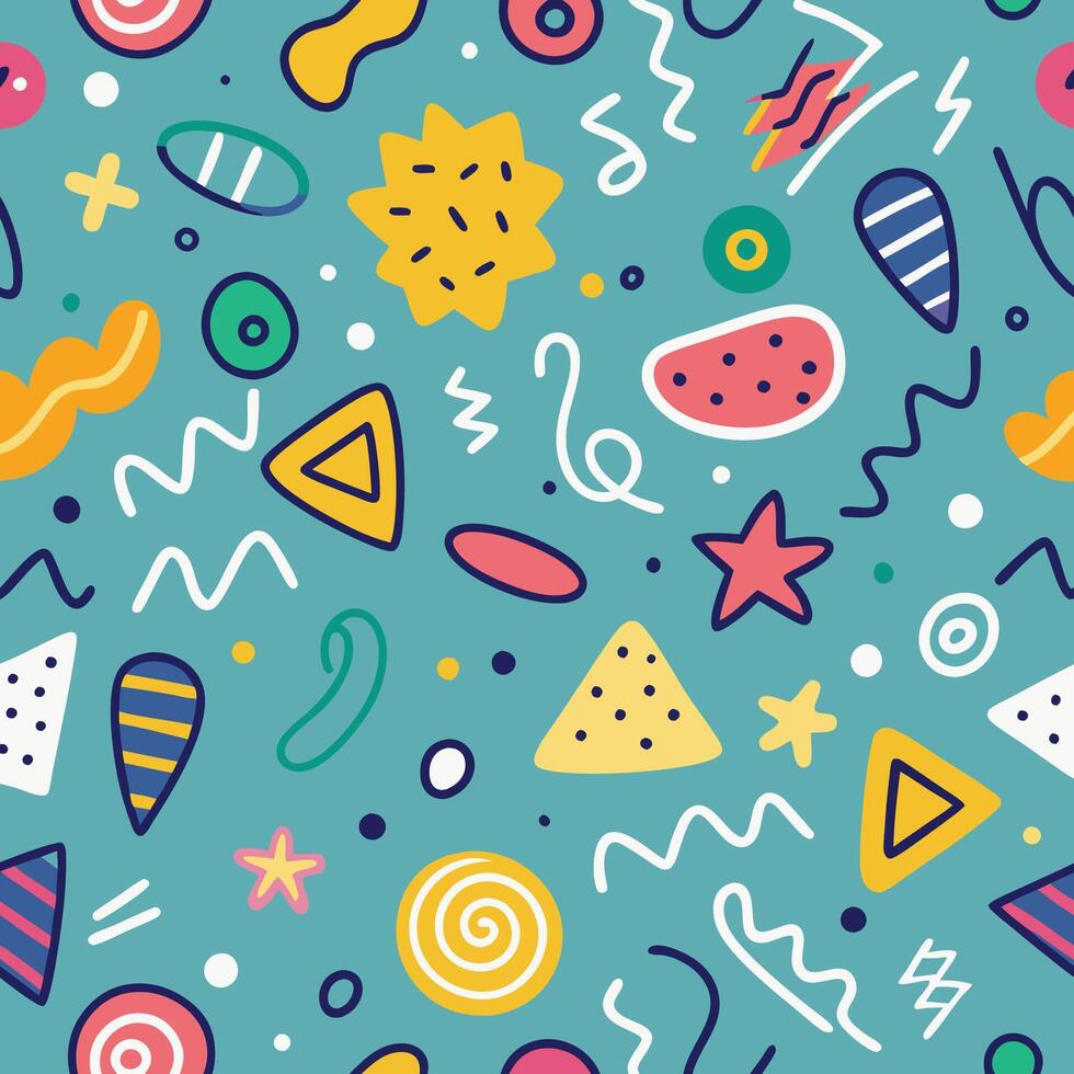 seamless pattern with colorful, shapes and shapes on a white background vector
