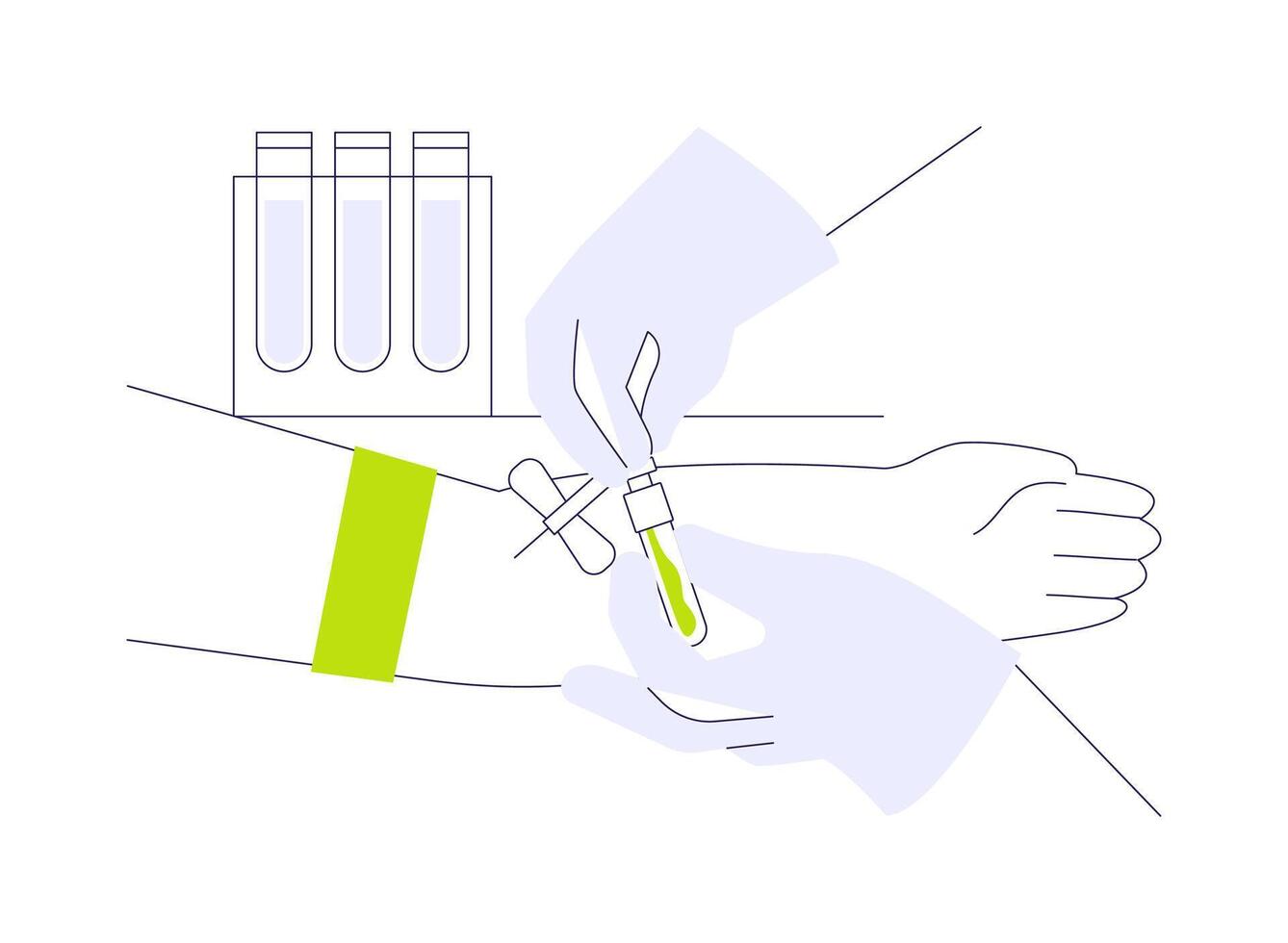 Take a blood sample abstract concept illustration. vector