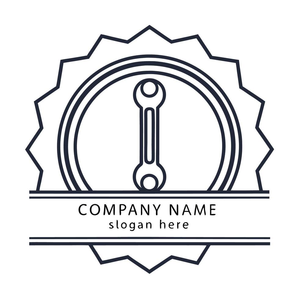 a logo for a company that has a wrench in the middle vector