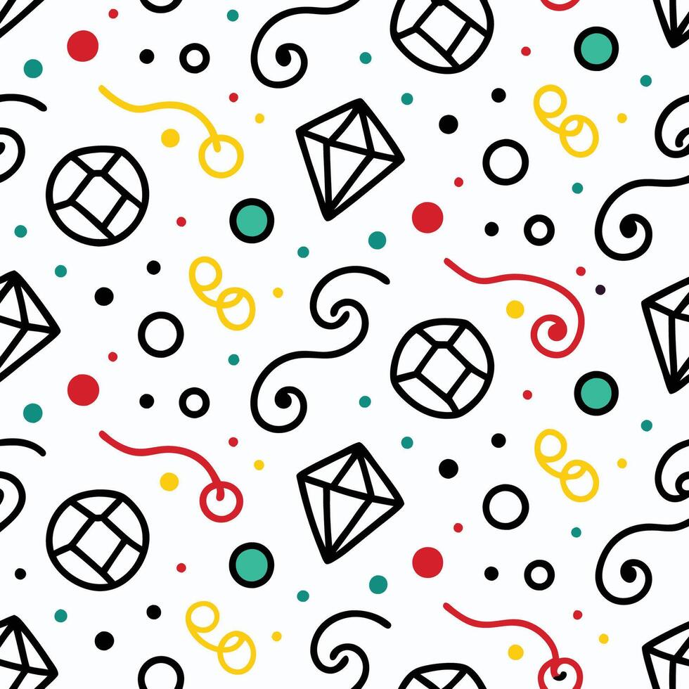 seamless pattern with diamonds, hearts and other symbols vector