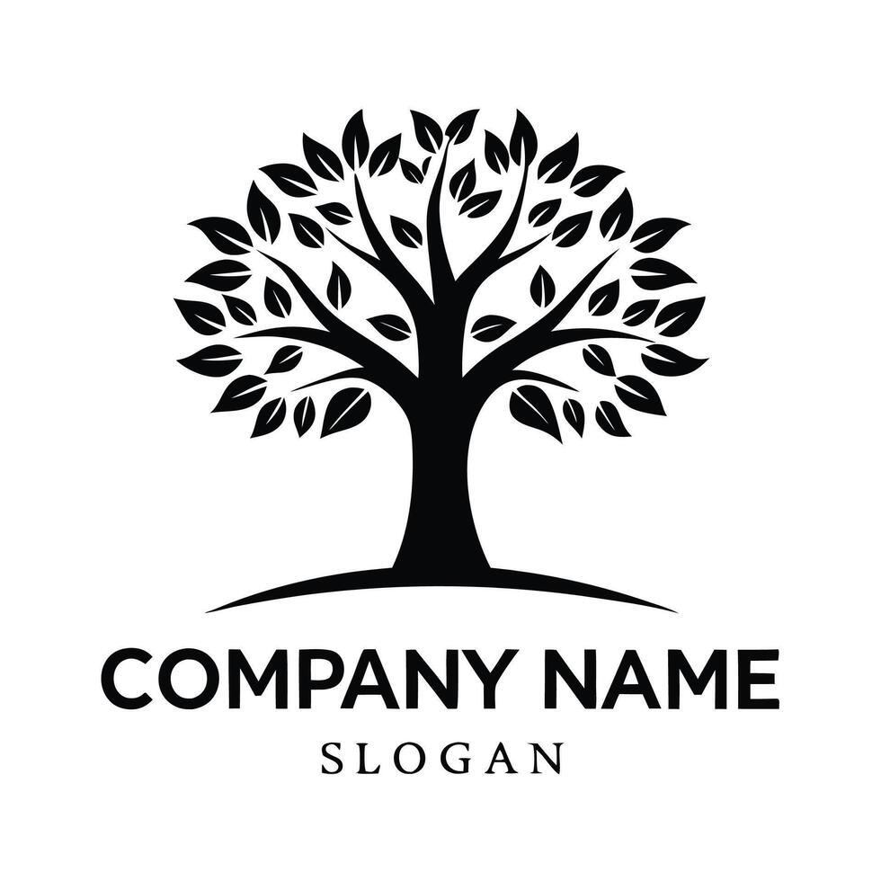 a black and white logo for a company with a tree vector