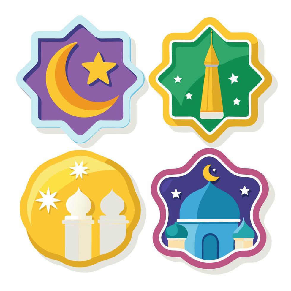 four different islamic symbols on a white background vector