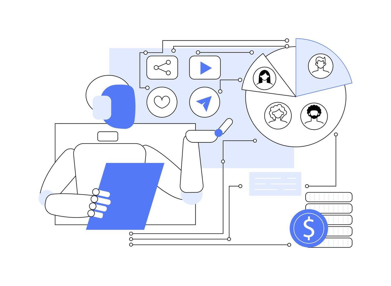 AI-Driven Content Personalization abstract concept illustration. vector