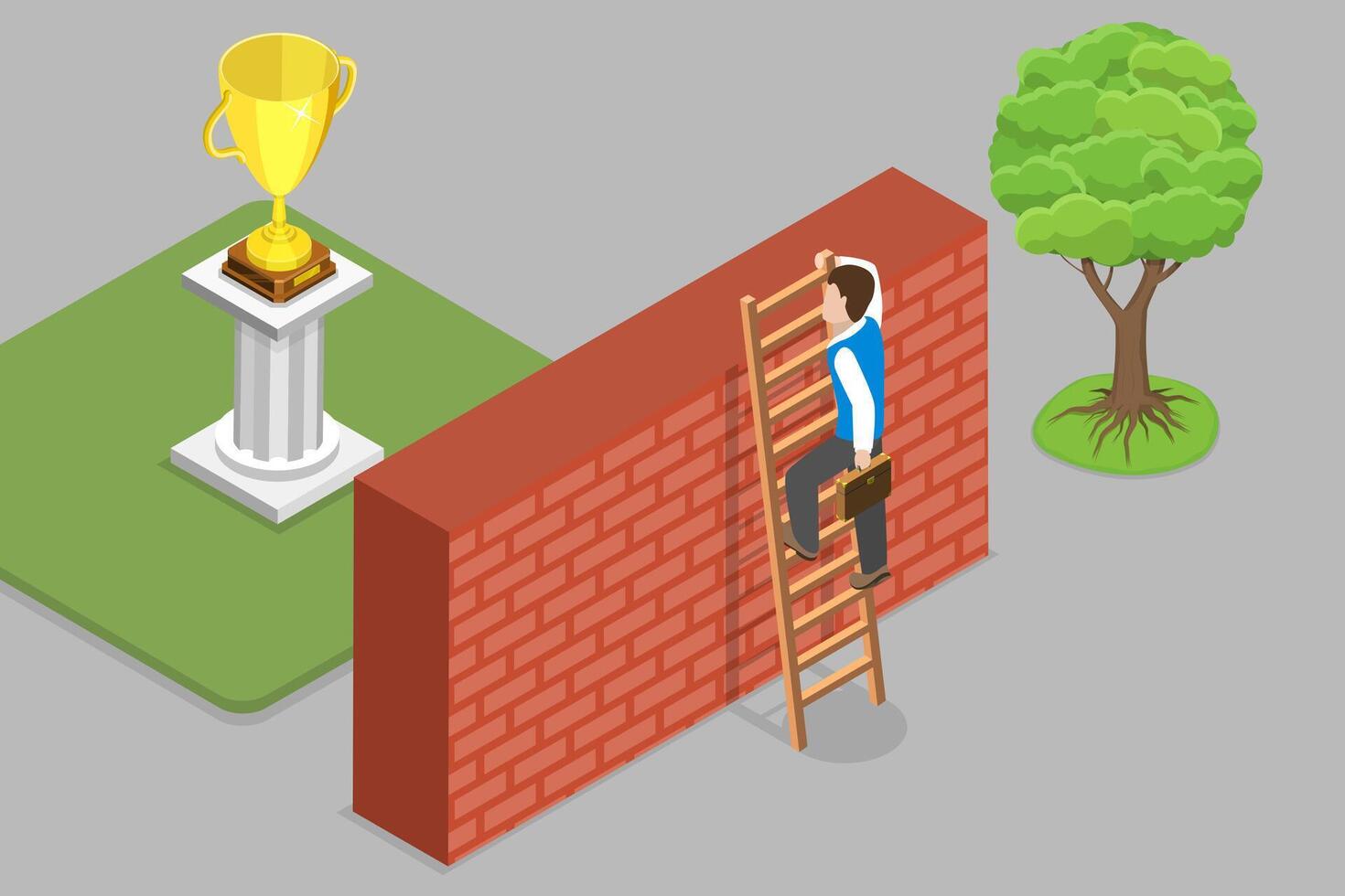 3D Isometric Flat Conceptual Illustration of Perseverance, Effort and Ambitions. vector