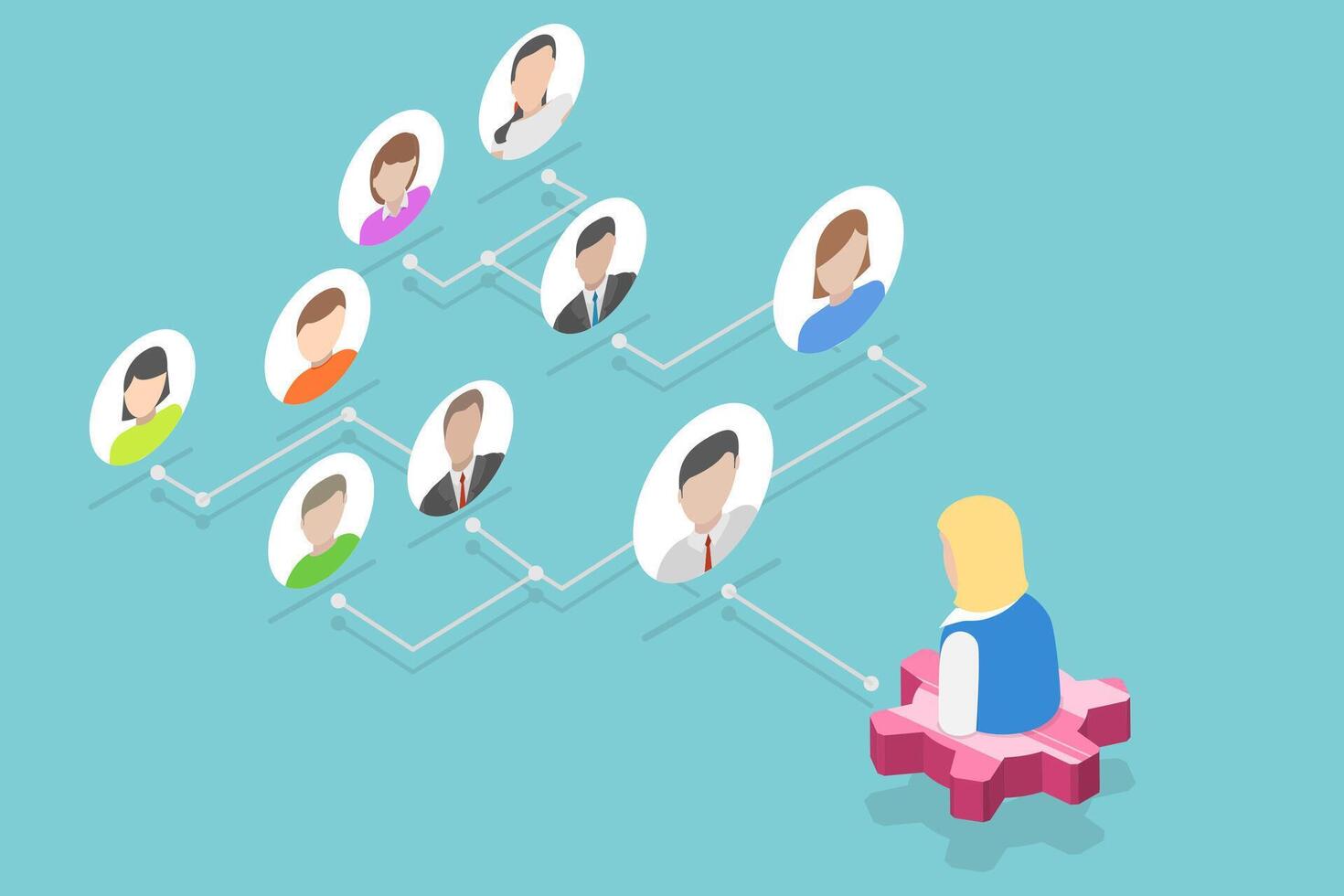3D Isometric Flat Conceptual Illustration of Effective Delegation vector
