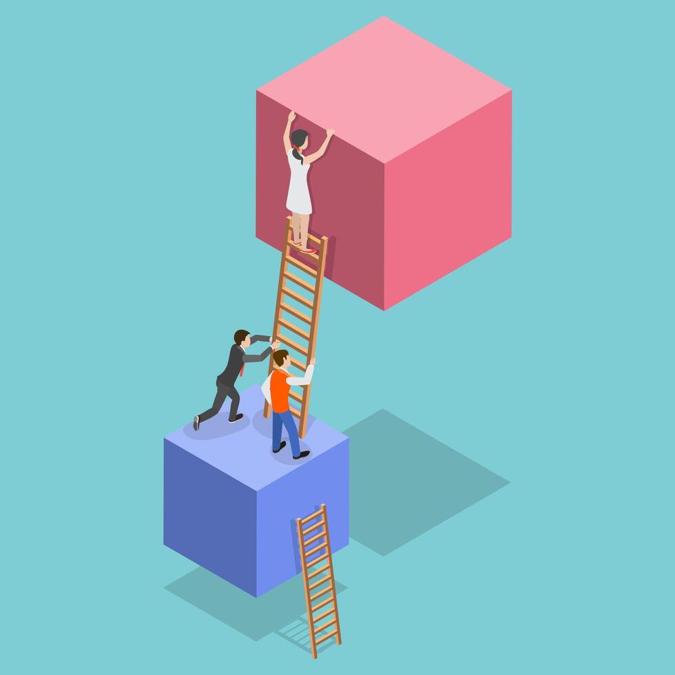3D Isometric Flat Conceptual Illustration of Business Growth vector