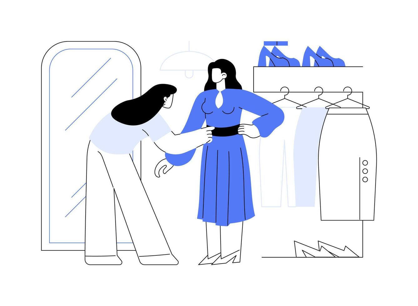 Shopping with a client isolated cartoon illustrations. vector