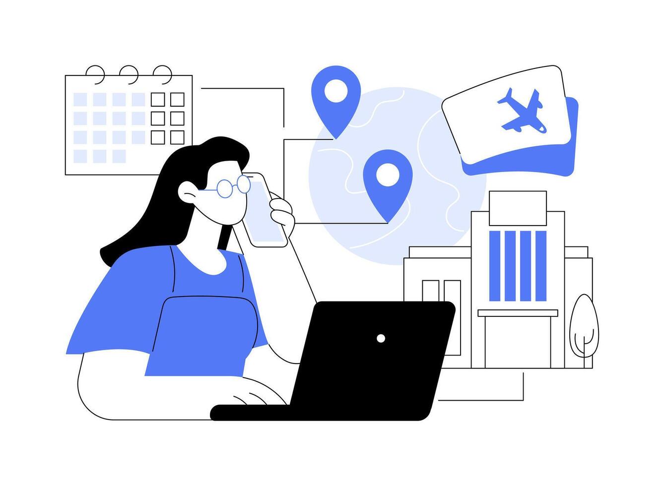 Make bookings isolated cartoon illustrations. vector