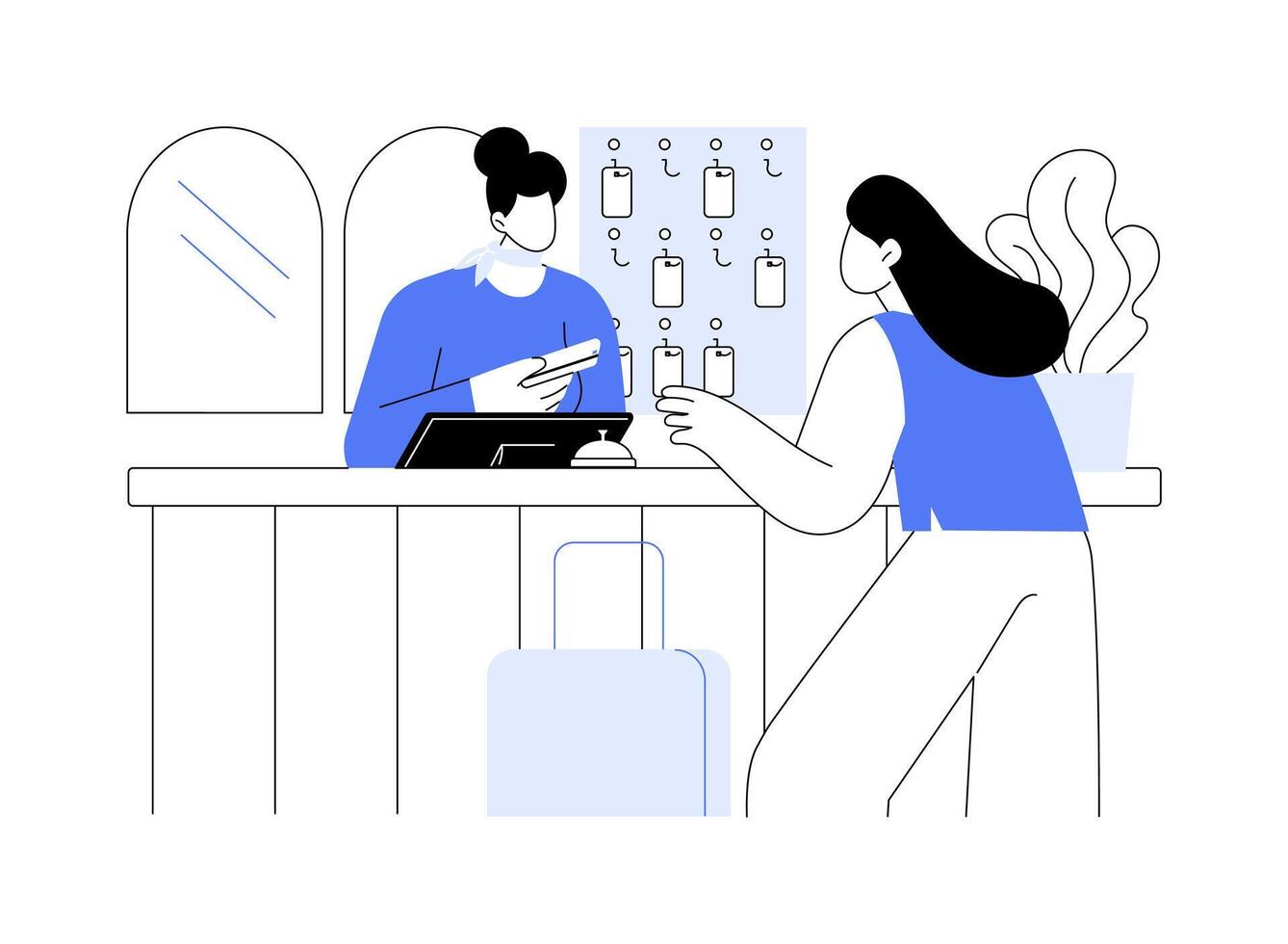 Receptionist isolated cartoon illustrations. vector