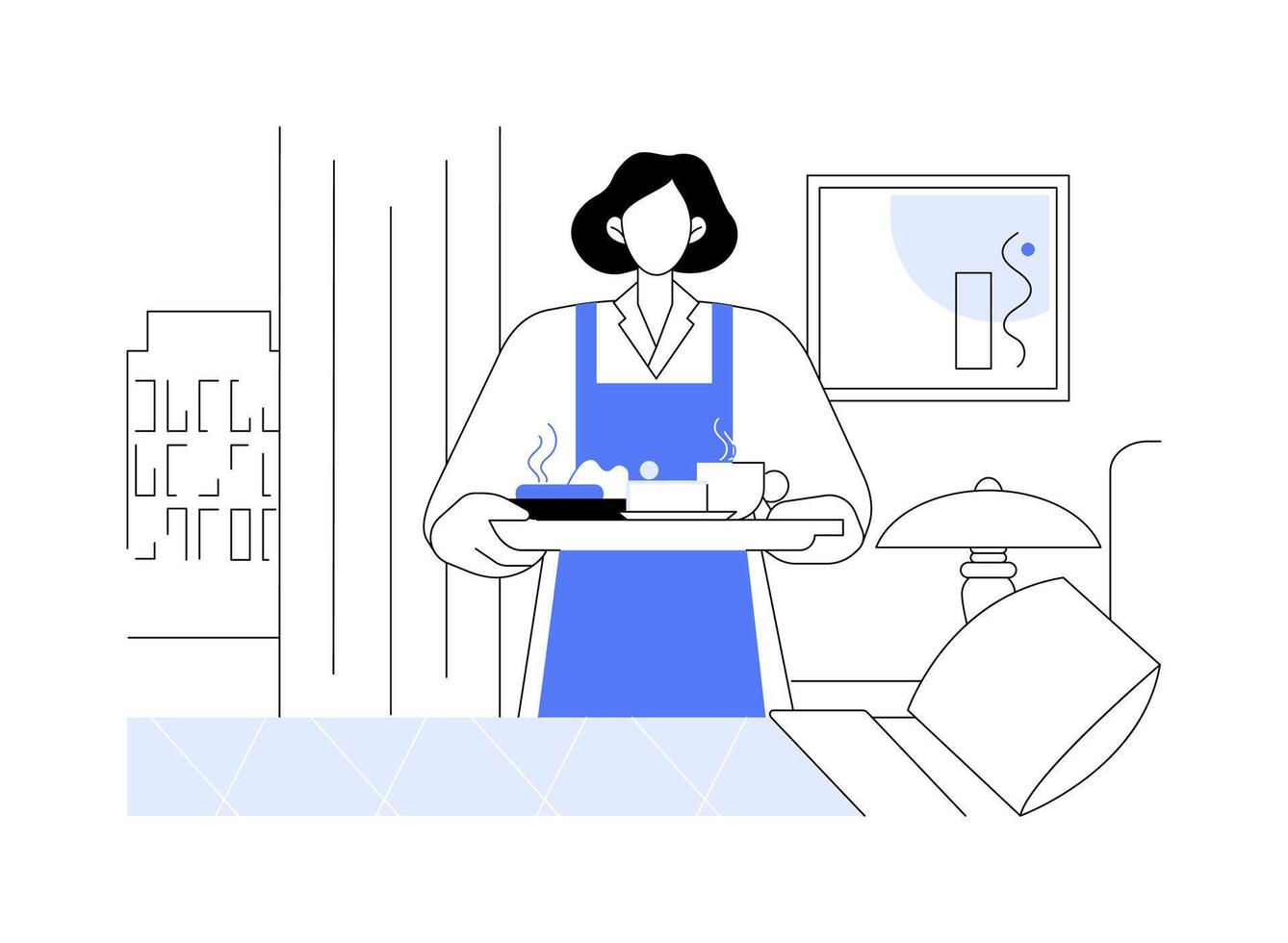 Room service isolated cartoon illustrations. vector