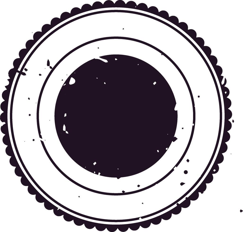 Black and white circular stamp design featuring a distressed, grunge texture. Perfect for creating vintage or retro themed projects, logos, or backgrounds with an authentic aged appearance vector