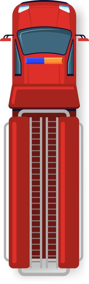 Illustration of a red combine harvester from a top down perspective, showcasing its detailed machinery and design. The vehicle is designed for efficient crop harvesting vector