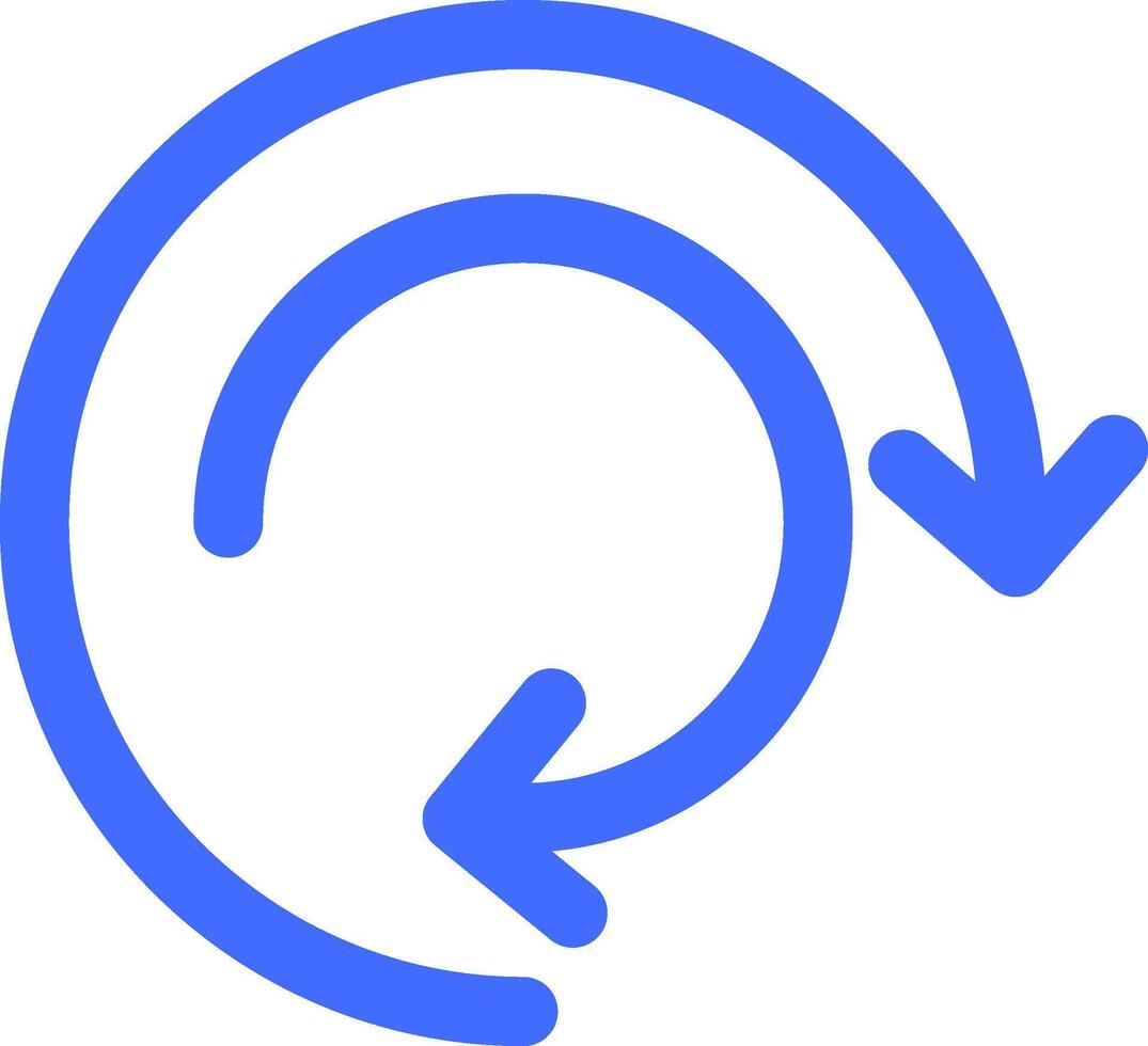 Double circular arrow rotating clockwise, creating a dynamic symbol of process, continuity, and infinite loop, ideal for concepts related to refresh, reload, and cyclical processes vector