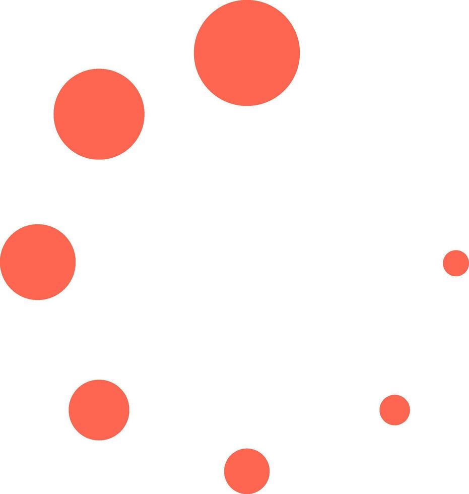 Coral circles of different sizes are rotating, forming a loading icon on a white background, ideal for representing a process or waiting time vector