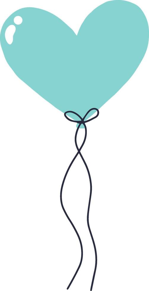Minimalist illustration featuring a light blue heart shaped balloon gracefully floating with a delicate string, symbolizing love, celebration, and romance in a cheerful and elegant way vector