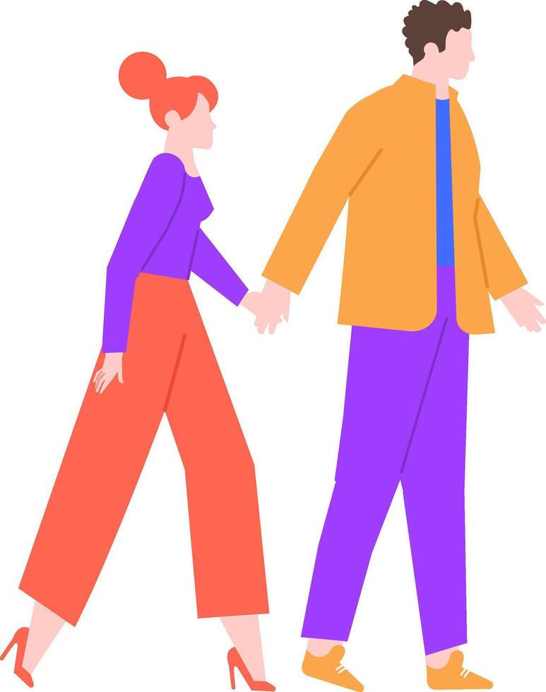 Young couple holding hands and walking together, enjoying a romantic stroll filled with love and affection, celebrating their relationship and the joy of togetherness vector
