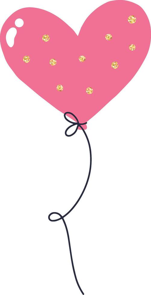 Heart shaped balloon floating with golden glitter dots, perfect for Valentine's Day, weddings, anniversaries, birthdays, parties, and other celebrations of love and joy vector