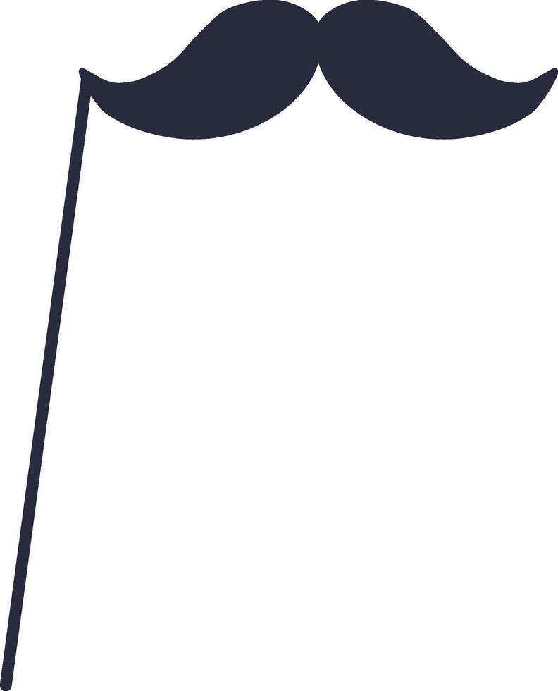 Dark fake mustache prop on a stick, perfect for adding a playful touch to parties, celebrations, and costume events, bringing humor and disguise to any occasion vector