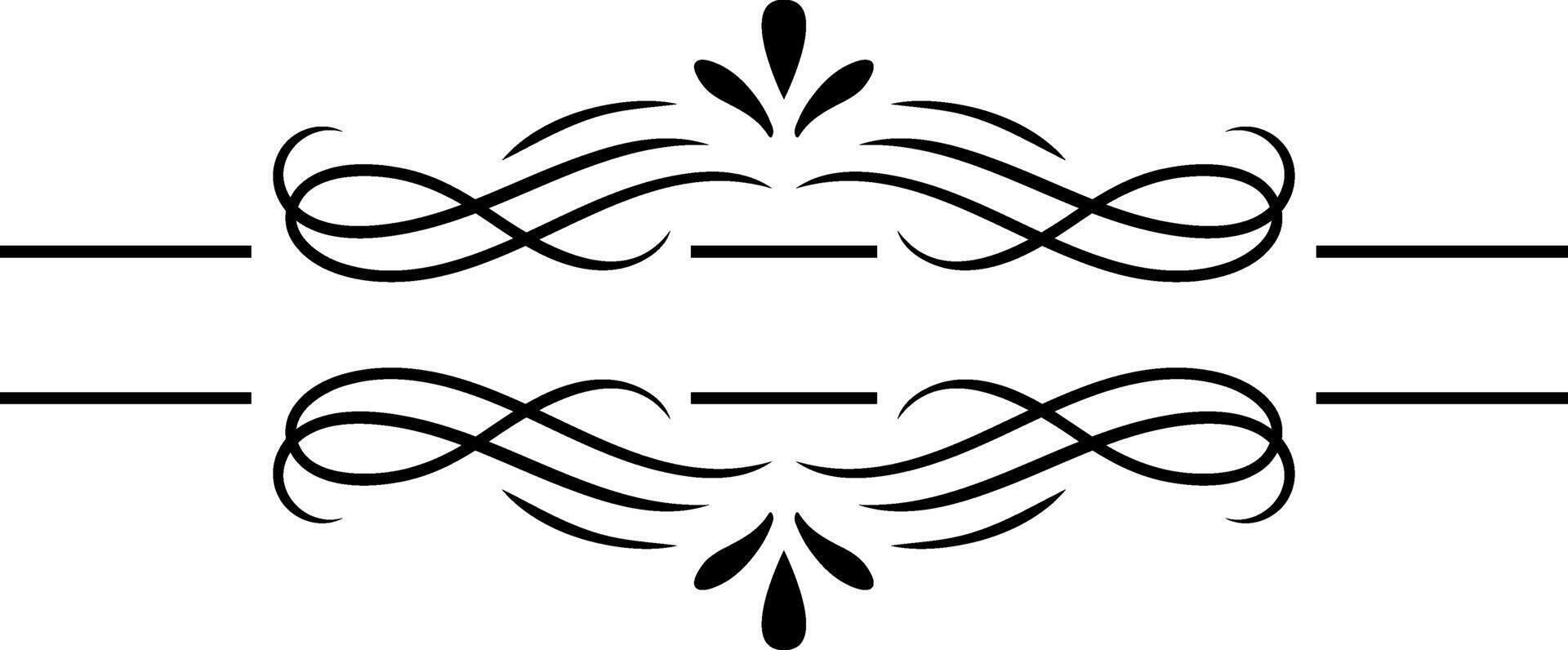 Symmetrical vintage ornament with decorative swirls and lines, creating an elegant and classic design, suitable for various design projects vector