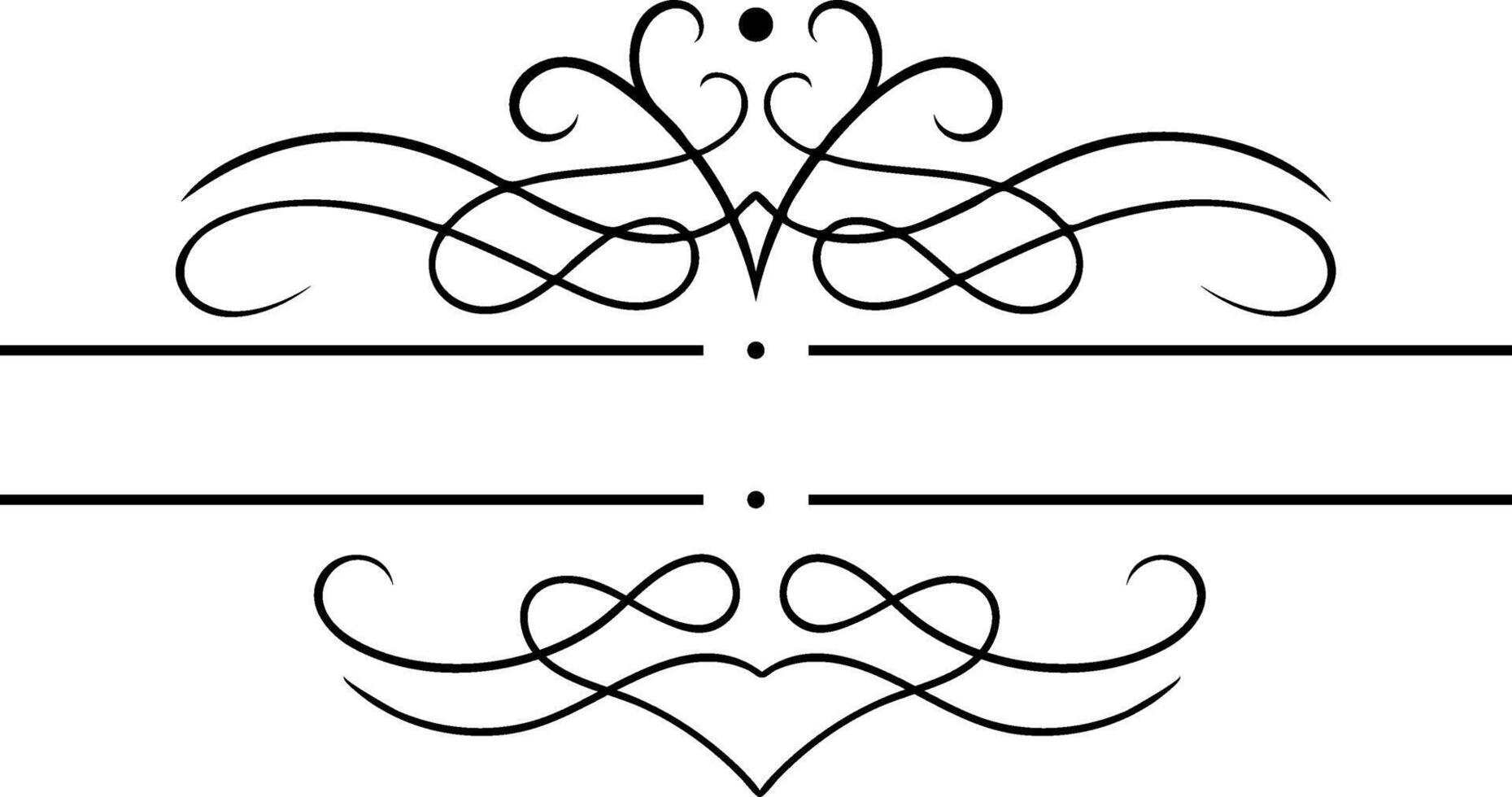 Decorative calligraphic divider with swirls and flourishes creating an elegant and vintage design perfect for enhancing text and adding a touch of classic style vector