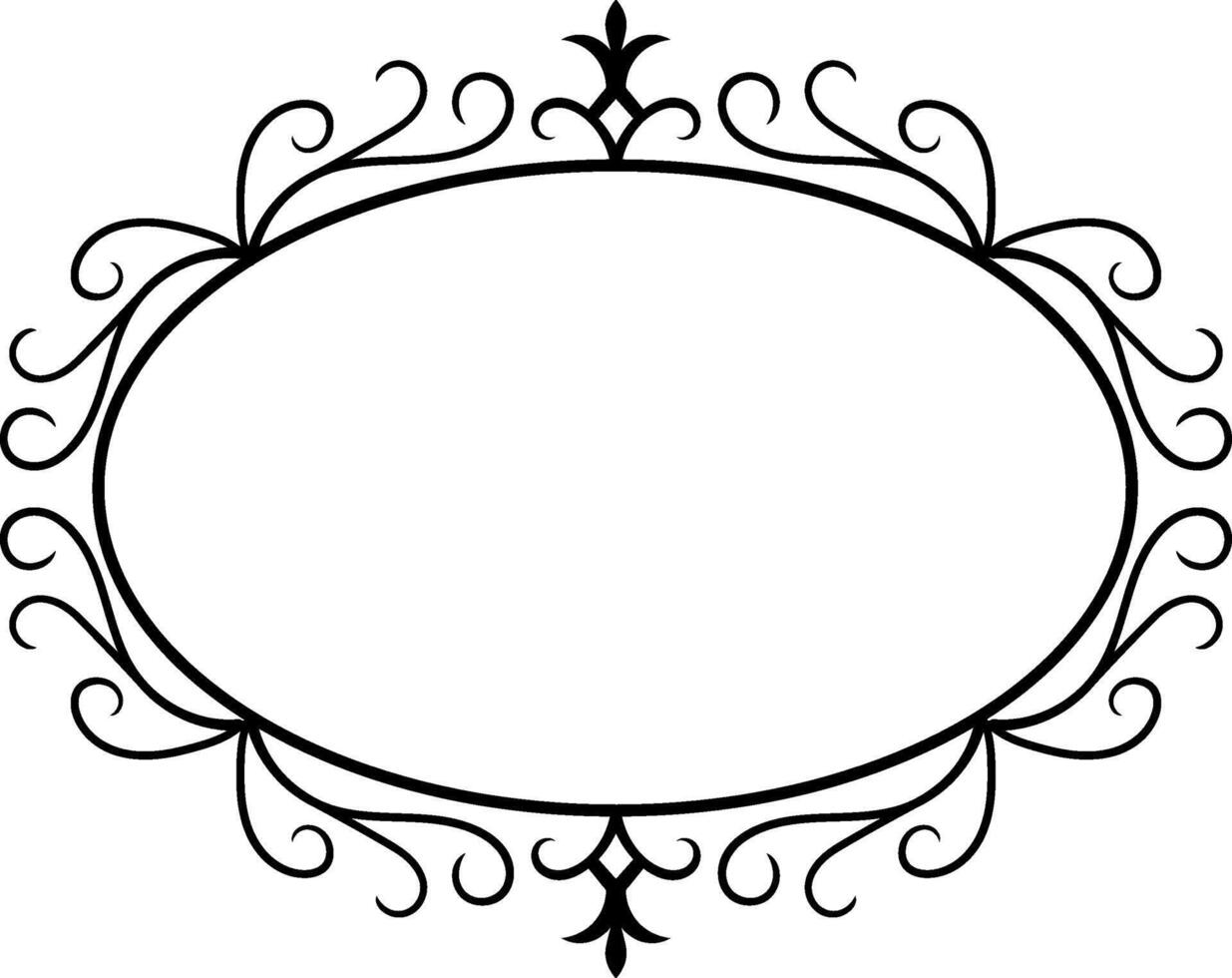 Oval frame with elegant floral decoration surrounding it, forming a sophisticated and classic design, ideal for adding a touch of elegance to any project vector