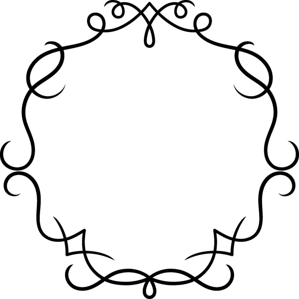 Elegant vintage calligraphic swirl frame featuring intricate details, adding classic charm to invitations, certificates, and any design project needing an ornate flourish vector