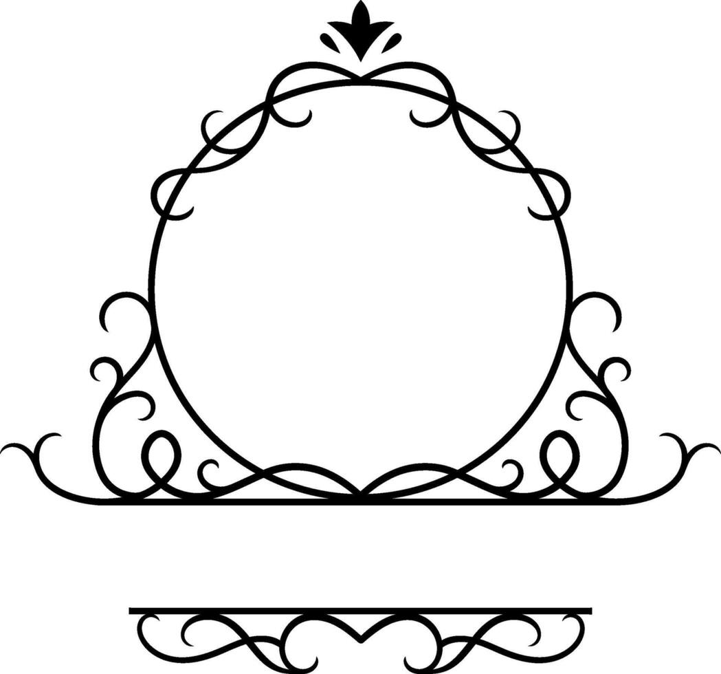 Elegant round floral frame with copy space featuring decorative swirls, flourishes, and intricate details, creating a sophisticated and ornate design suitable for various design projects vector