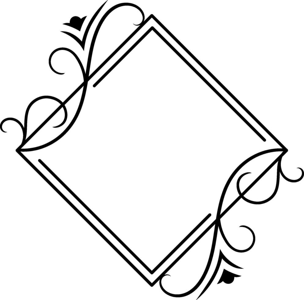 Elegant rhombus frame with floral swirls decorating corners, perfect for invitations, cards, or any design project requiring a touch of sophistication vector