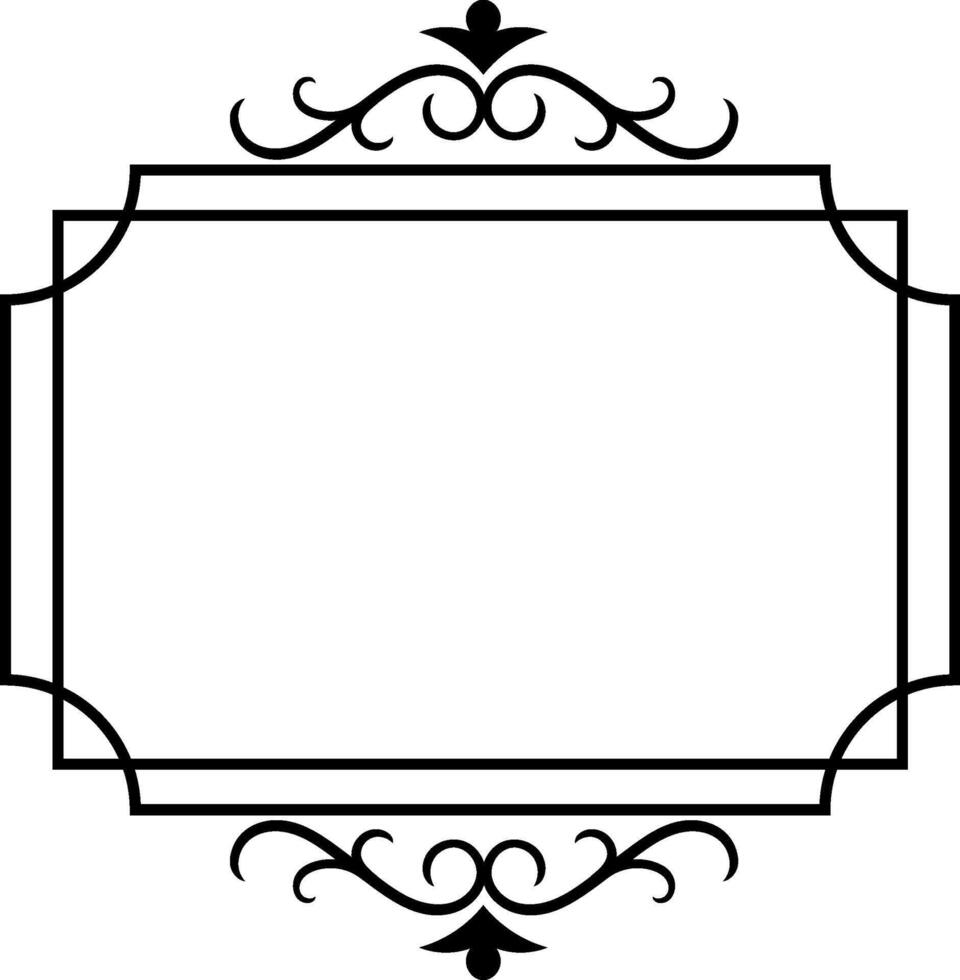 Classic rectangular frame featuring a symmetrical floral design at the top and bottom, providing a sophisticated touch for various graphic design applications vector