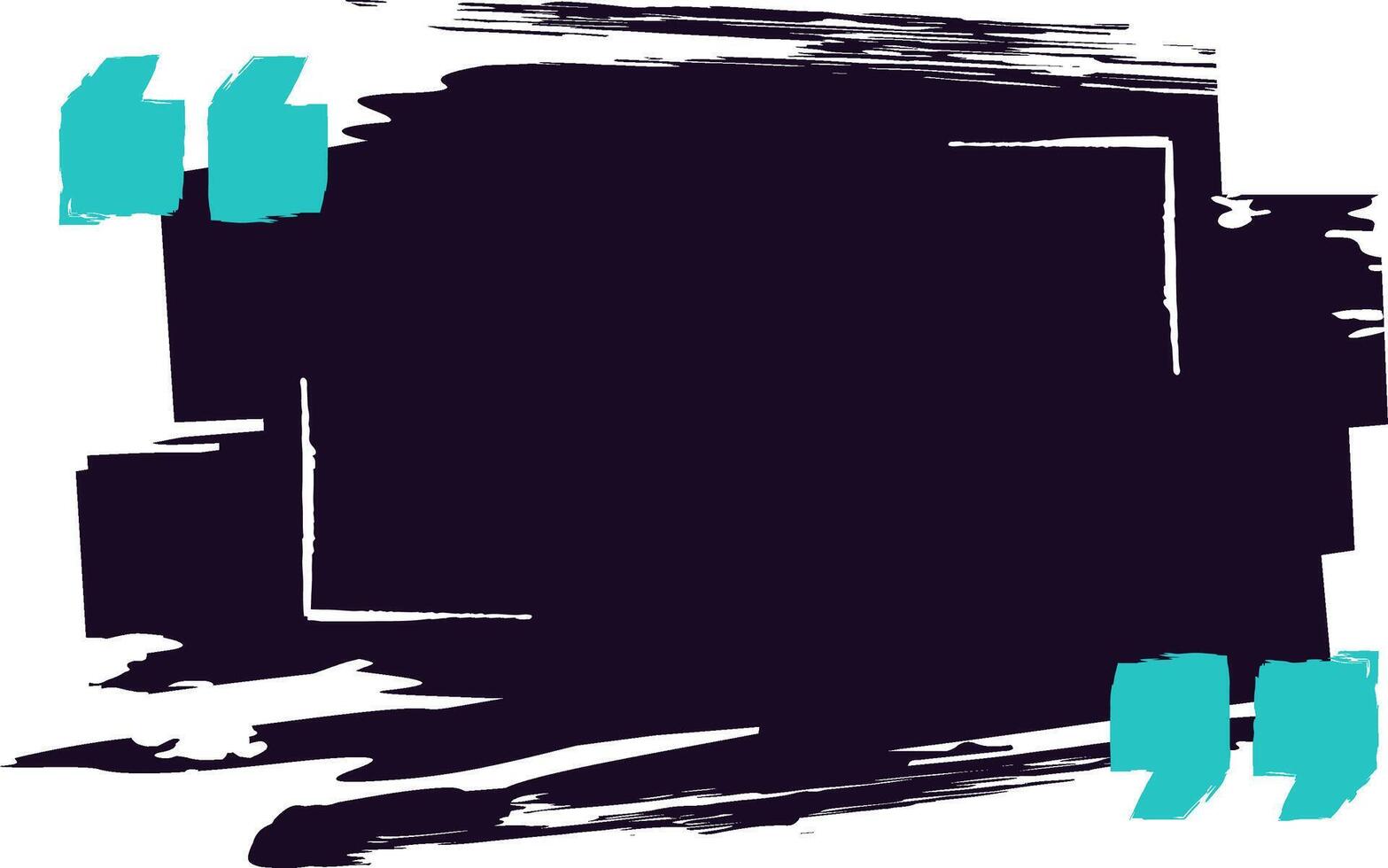 Quote box with light blue quotation marks over a dark painted background with white frame and brush strokes, ideal for testimonials or social media posts vector