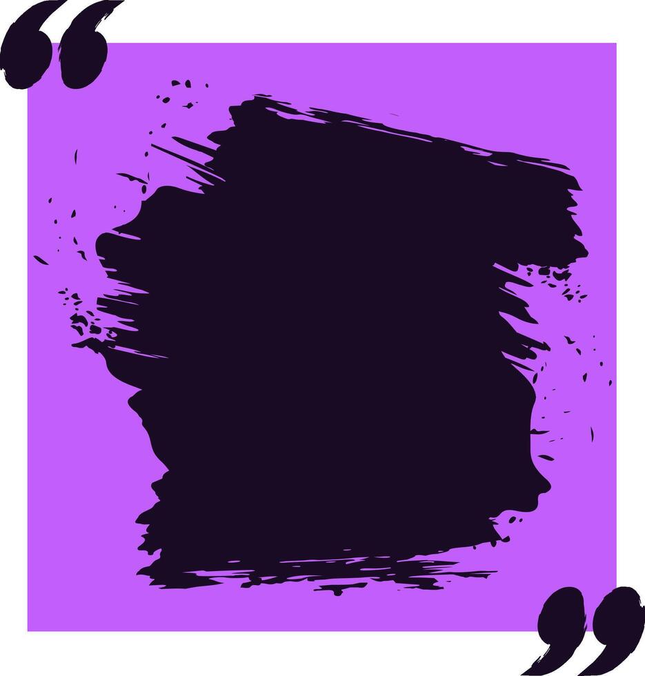 Purple quote box with black grunge brush stroke and quotation marks is perfect for social media posts, blog articles, website banners, and marketing materials vector
