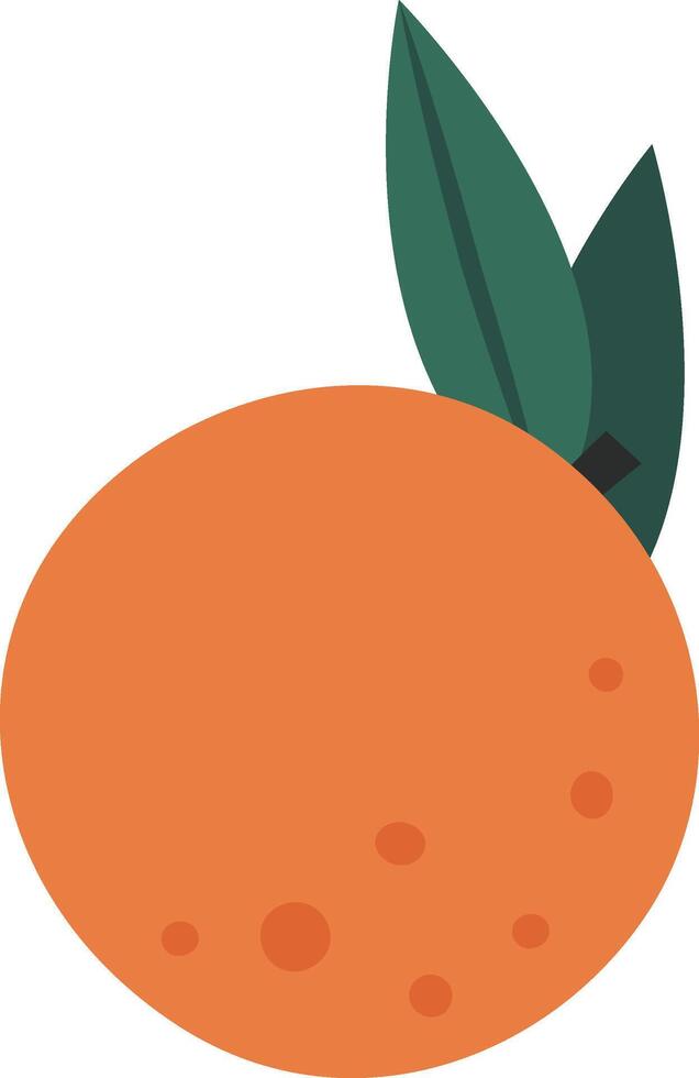 Minimalist illustration of a ripe orange with green leaves, promoting healthy eating and symbolizing freshness and natural vitamins, ideal for promoting a healthy lifestyle vector