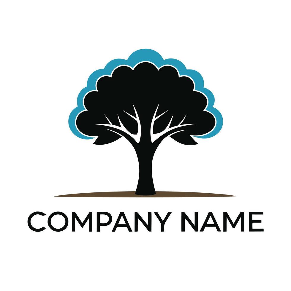 a tree logo with blue and black colors vector