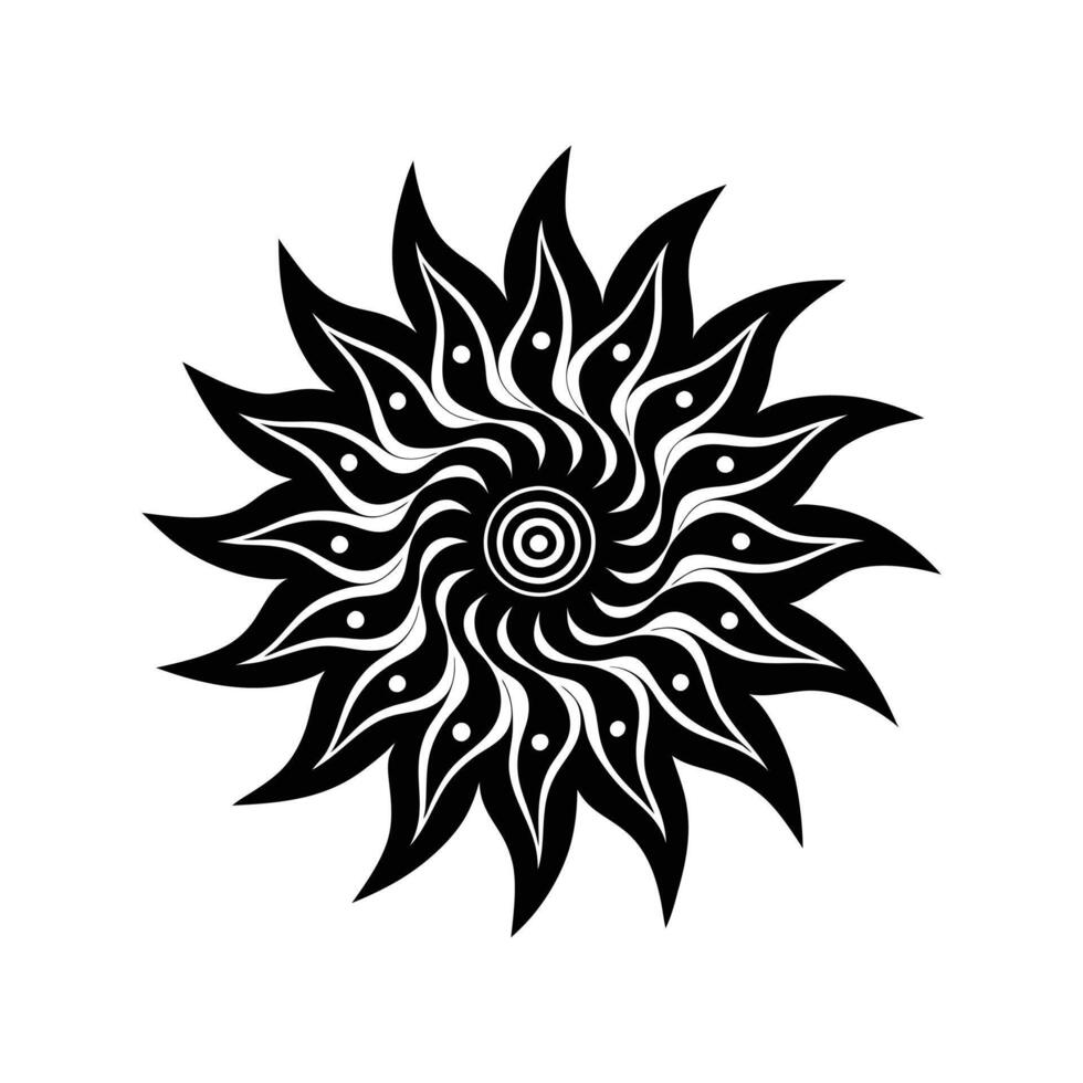 Intricate Tribal Mandala Design - Swirling Floral Pattern, Circular Symmetry, Decorative Boho, Abstract Ornament vector