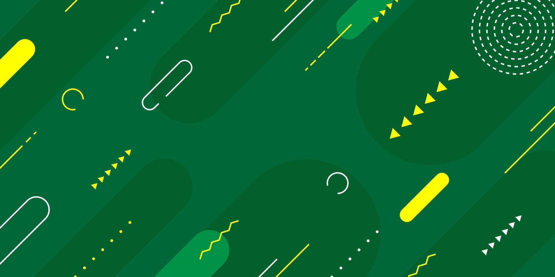 Abstract flat geometric in green background vector