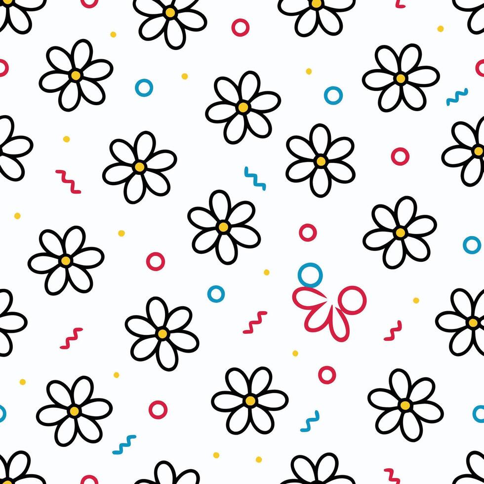 a pattern with flowers and circles vector