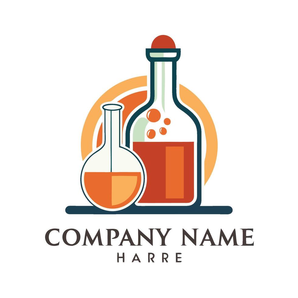 chemical laboratory logo design template illustration vector