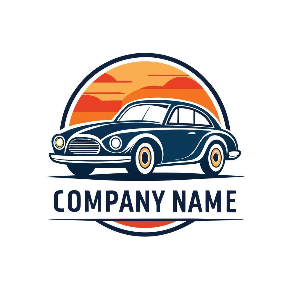 retro car logo design template illustration vector