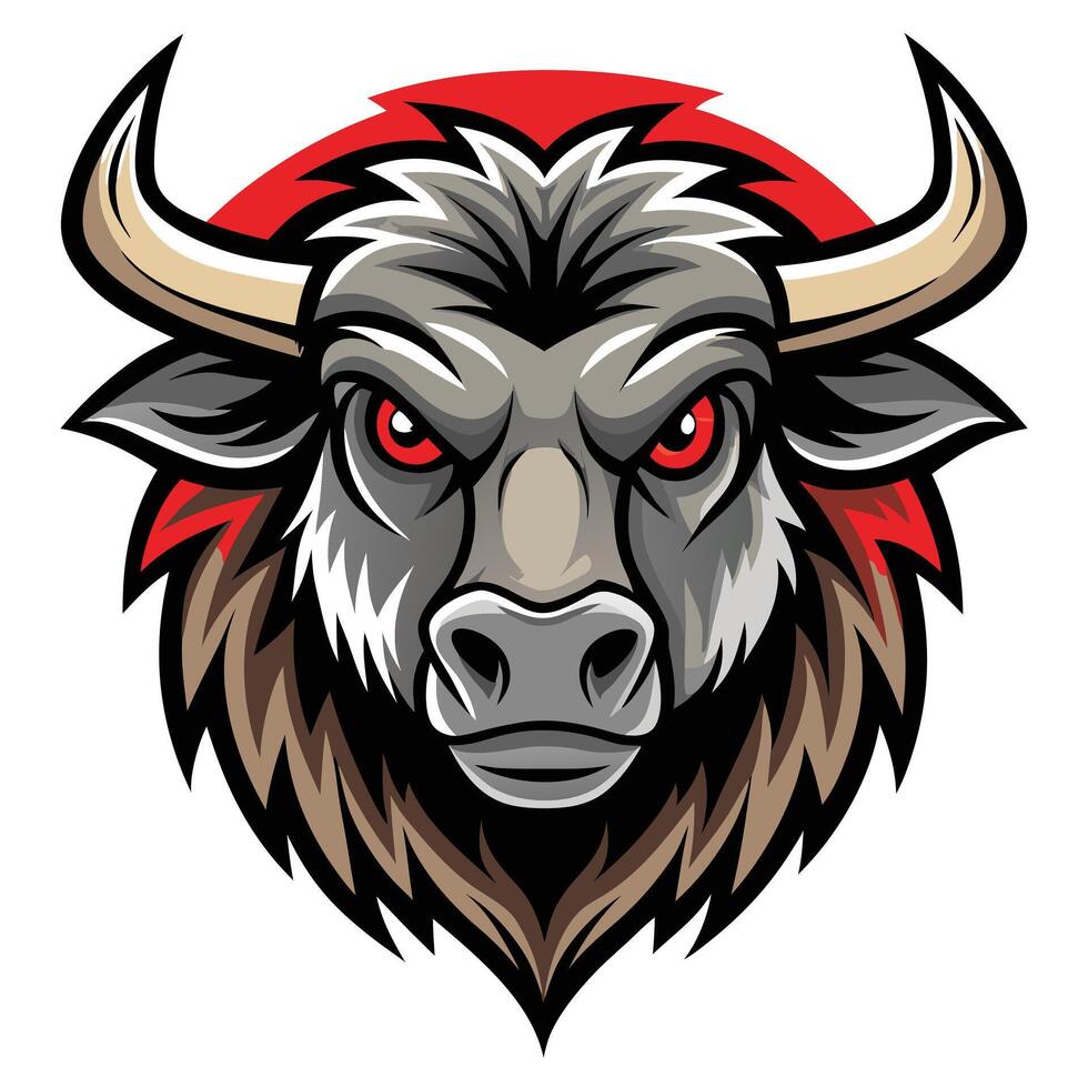 Dynamic Buffalo Head Mascot for Eye-Catching Graphics vector