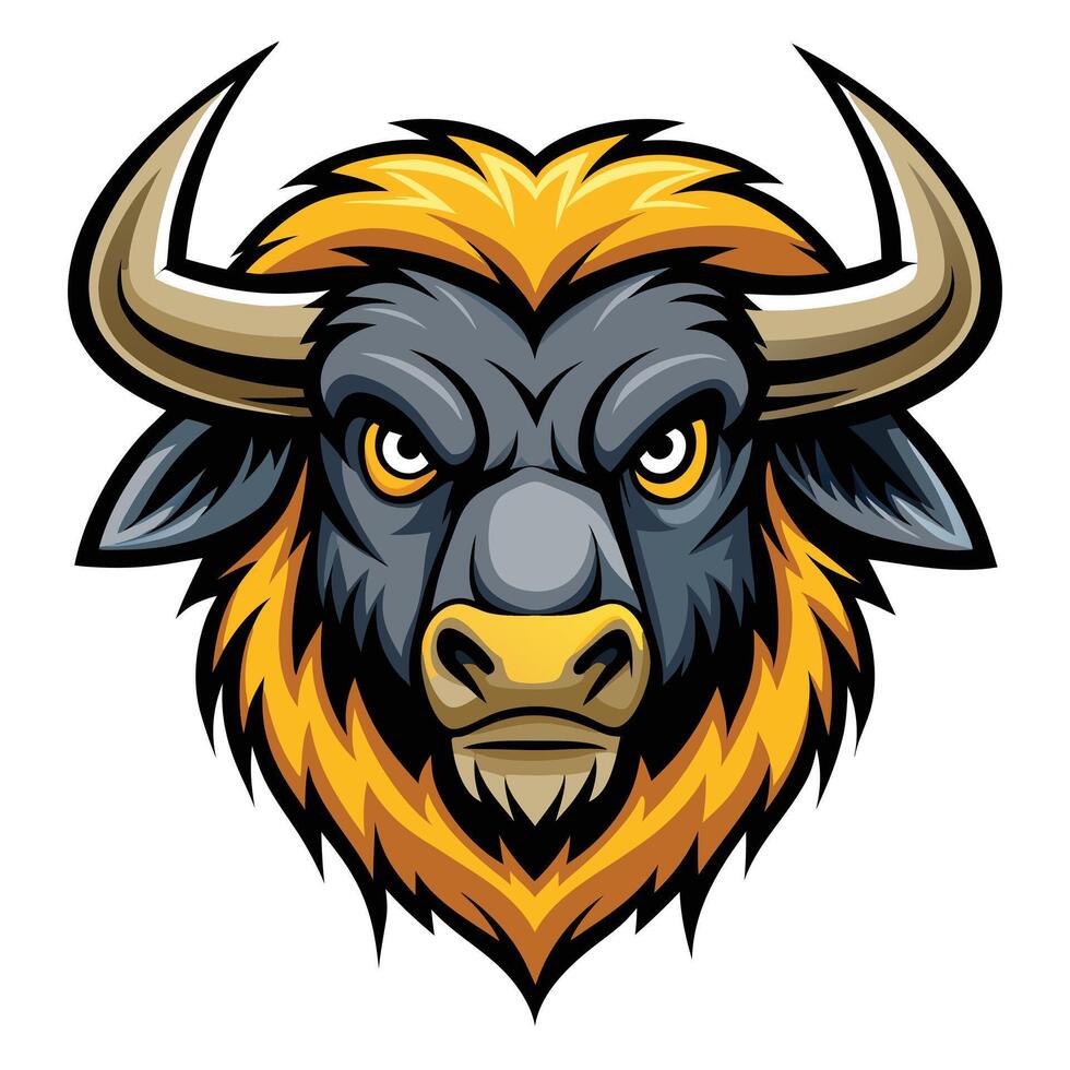 Aggressive Buffalo Head Mascot for Bold and Dynamic Designs vector