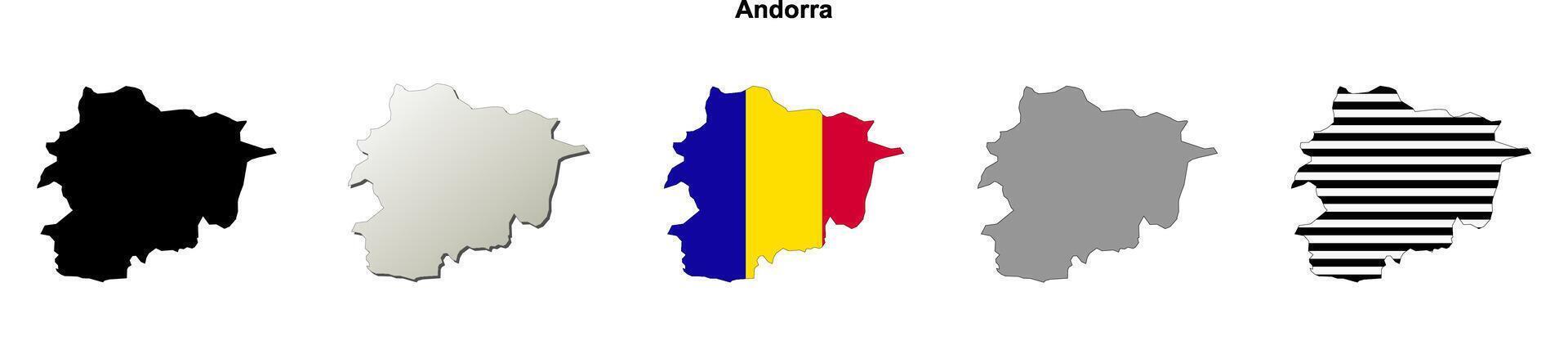 Andorra outline map set vector