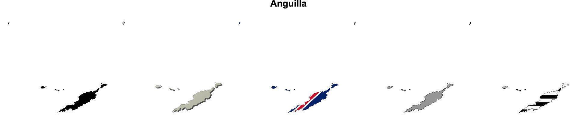 Anguilla outline map set vector
