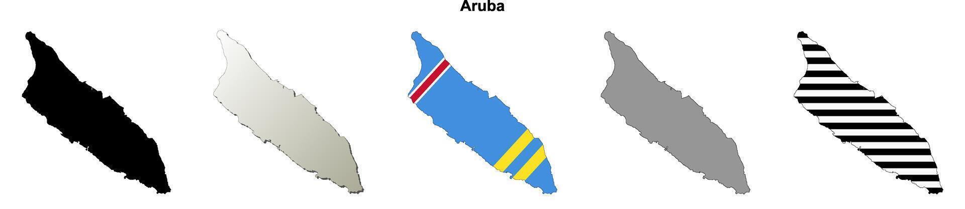 Aruba outline map set vector