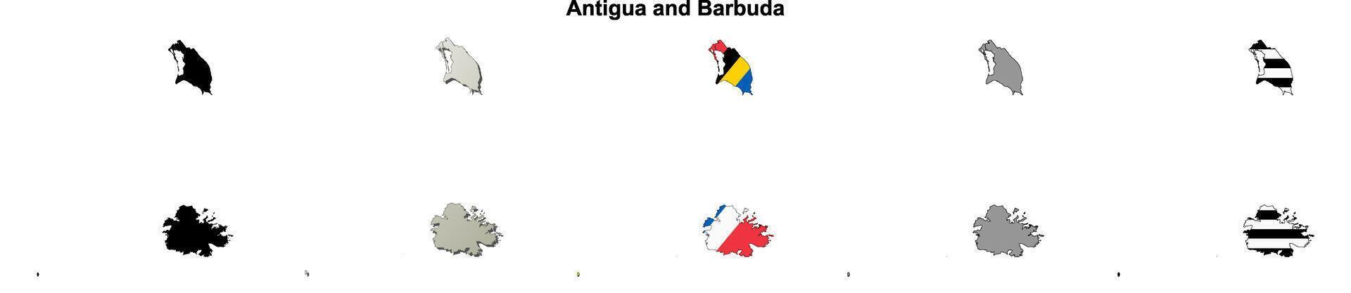 Antigua and Barbuda outline map set vector