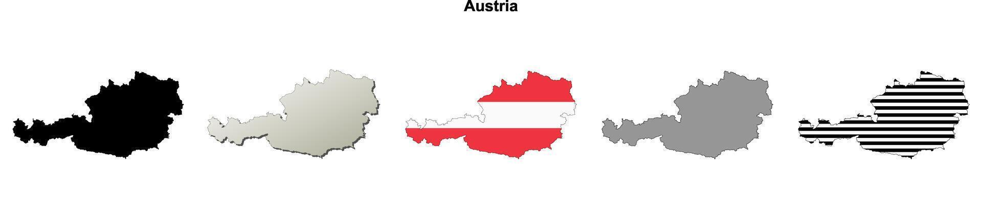 Austria outline map set vector