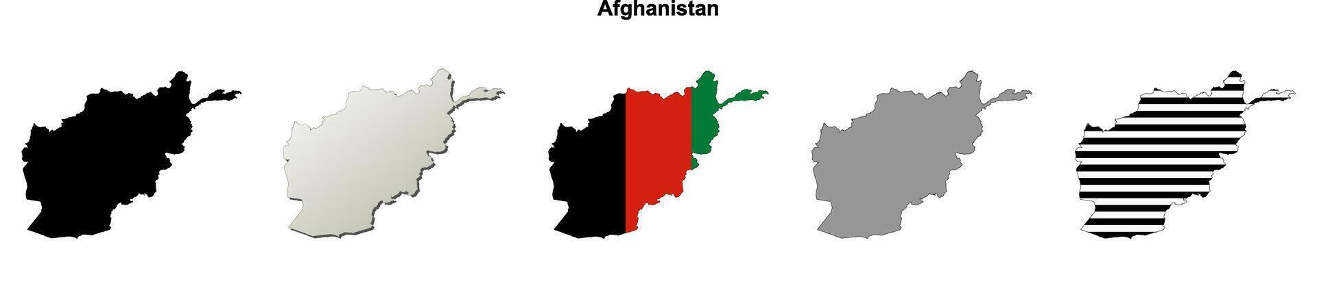 Afghanistan outline map set vector
